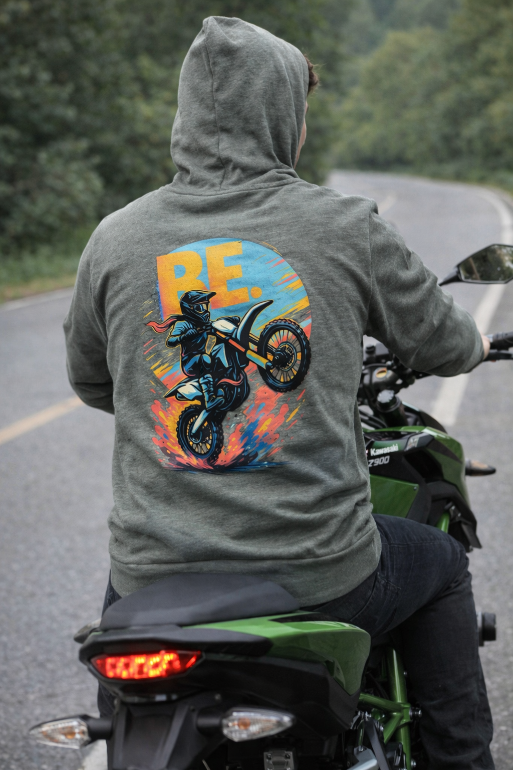 Sudadera “BE. RIDER” – Edición Libertad & Fuego Motocross 🔥🏍️