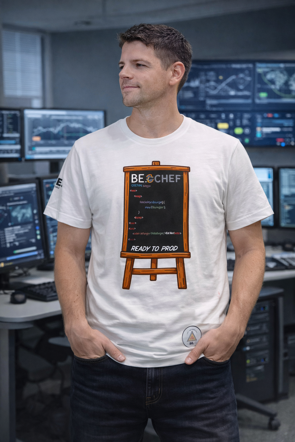 CAMISETA BE. CHEF – Ready to Prod Edition 🍔👨‍🍳💻