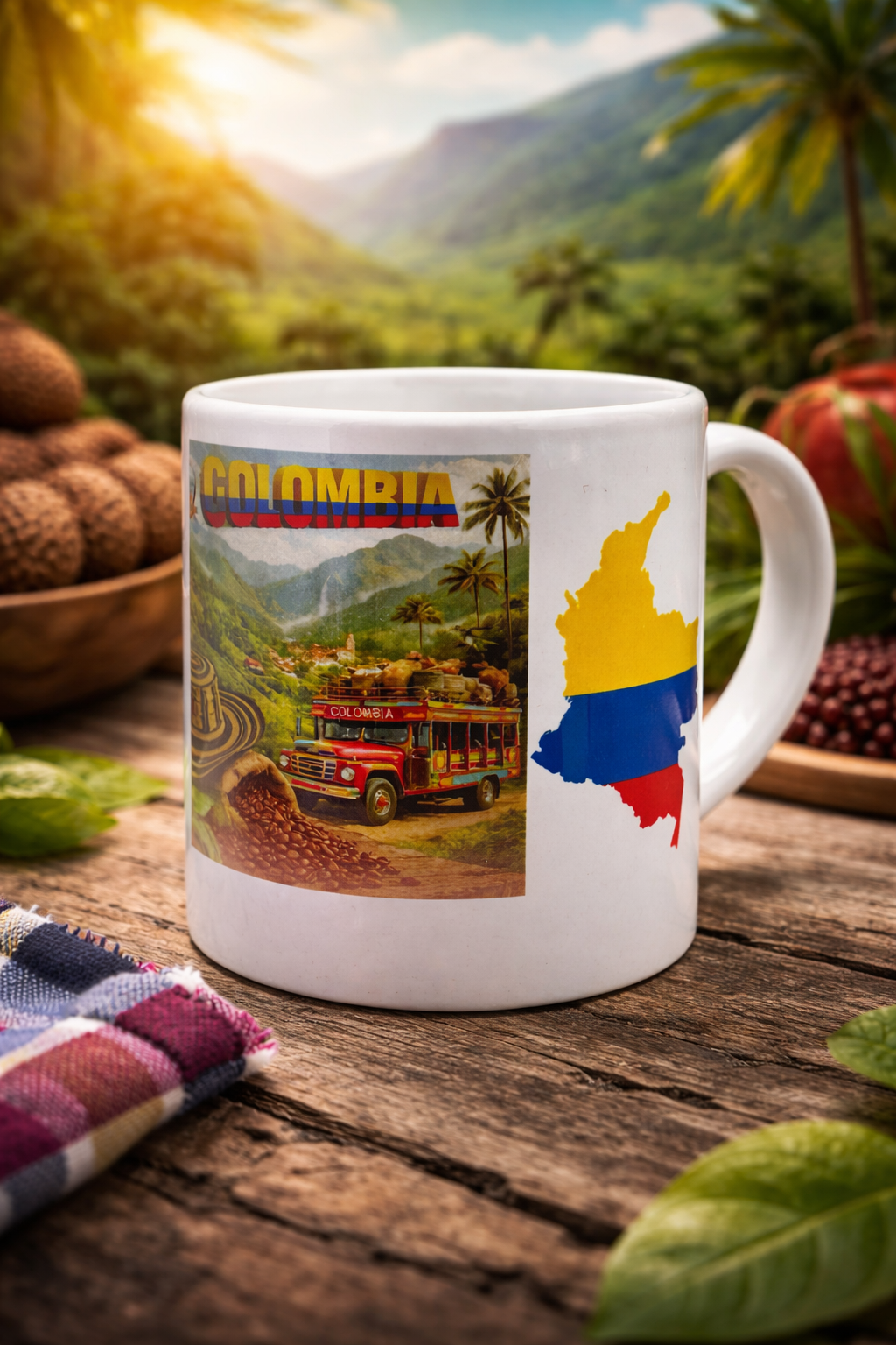Taza colombia mariposas y mapa