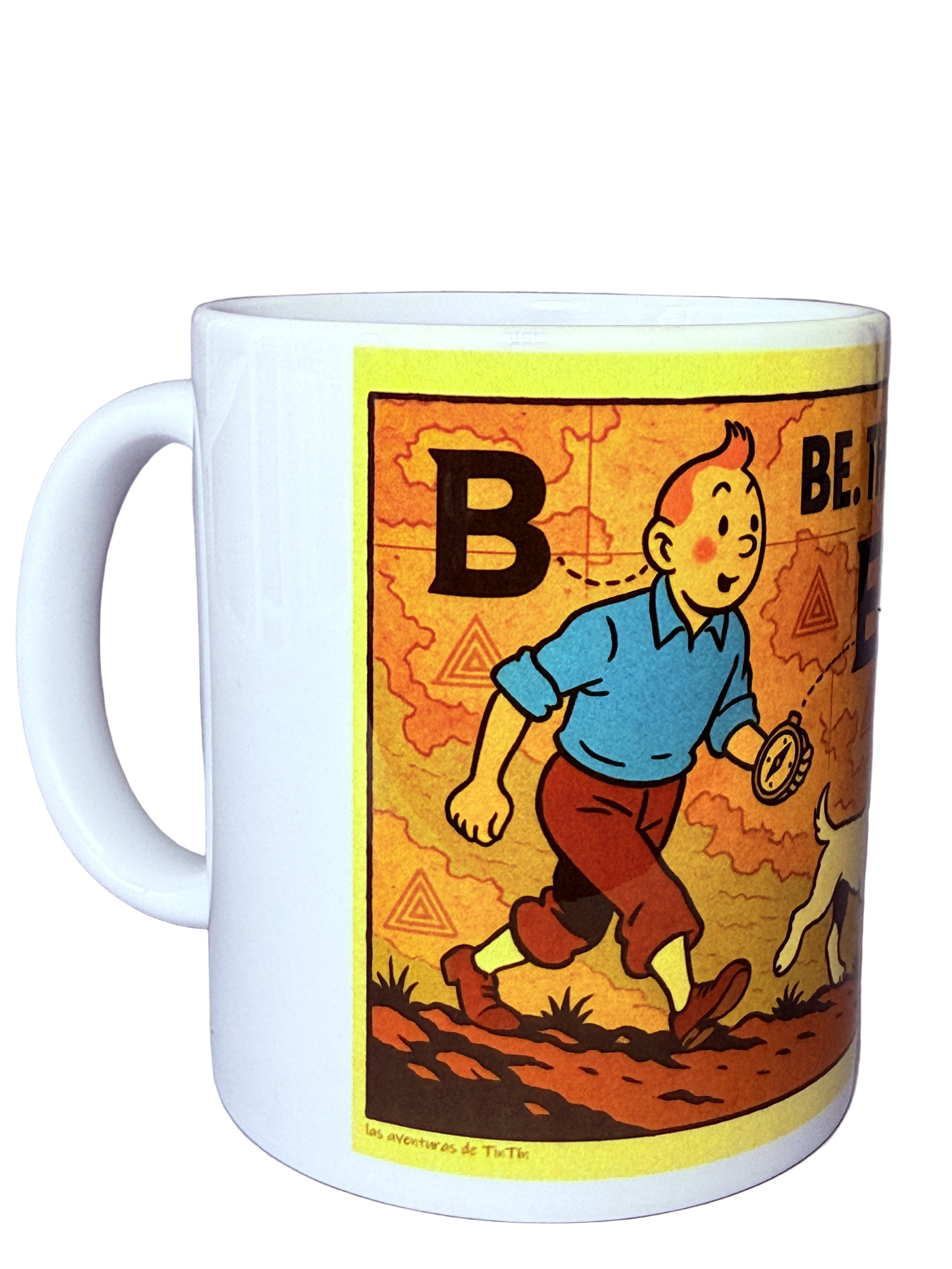 Taza blanca alusiva aventuras TinTin