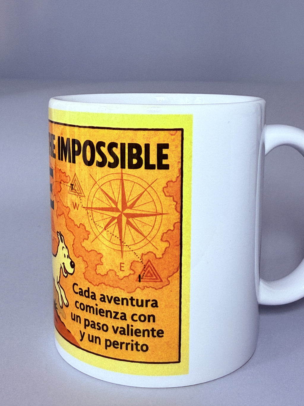 Taza blanca alusiva aventuras TinTin