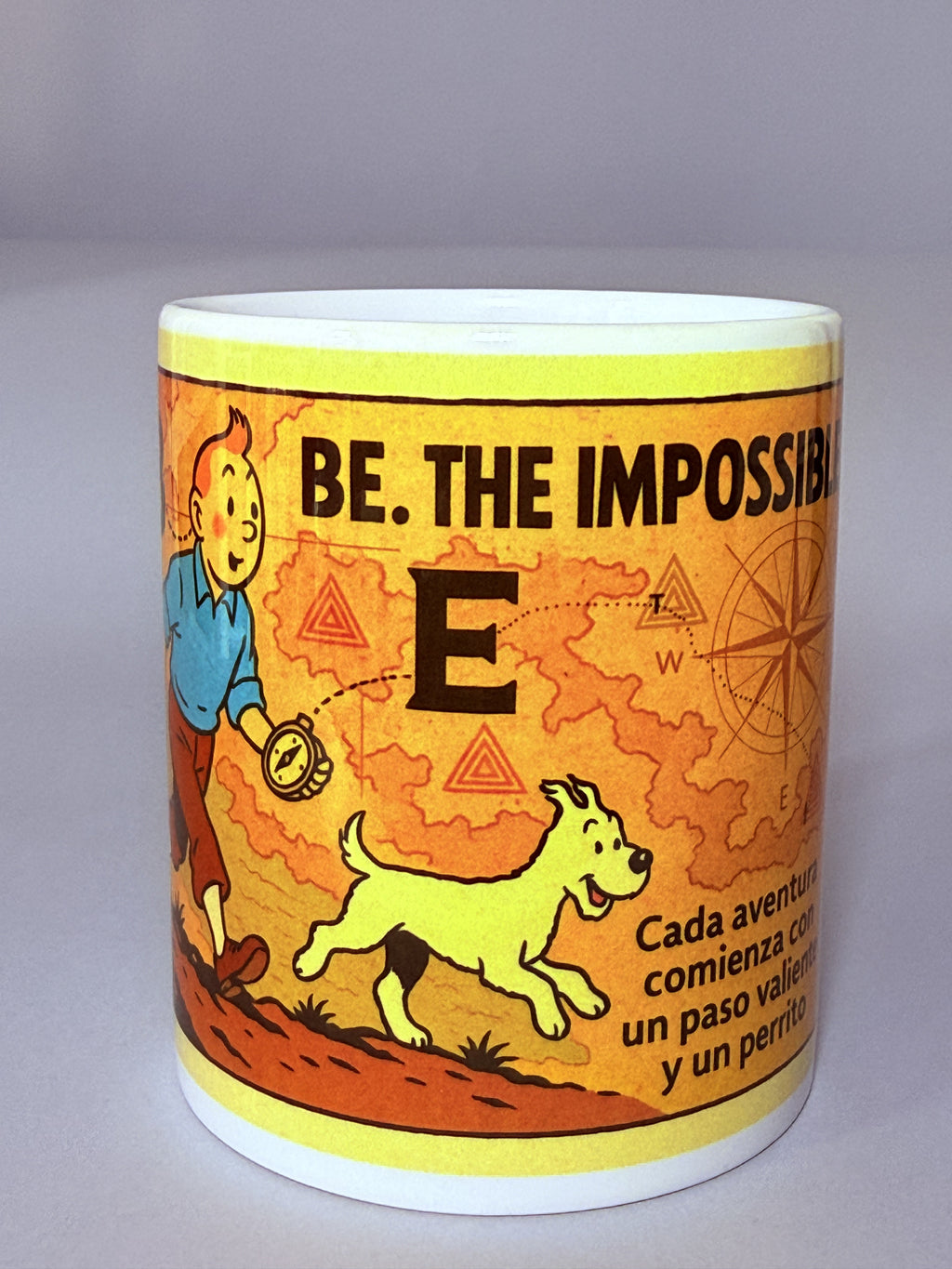 Taza blanca alusiva aventuras TinTin