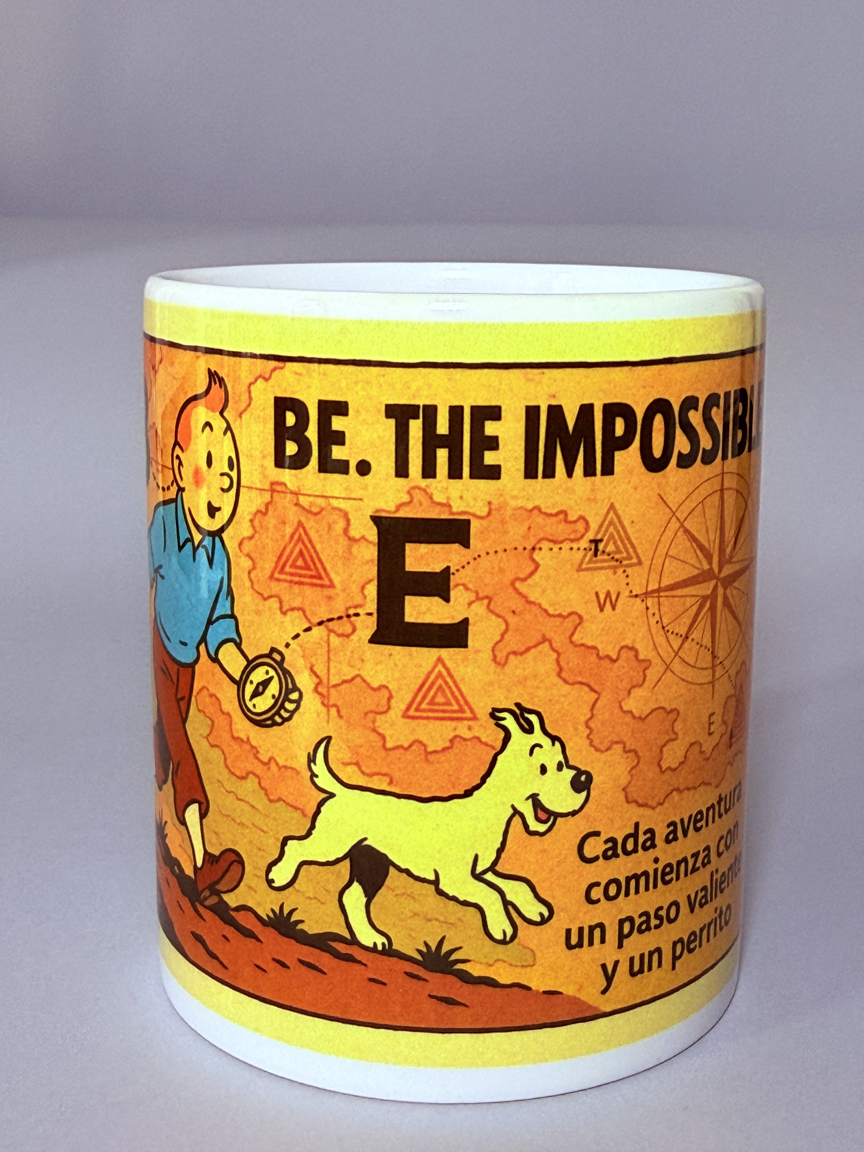 Taza blanca alusiva aventuras TinTin