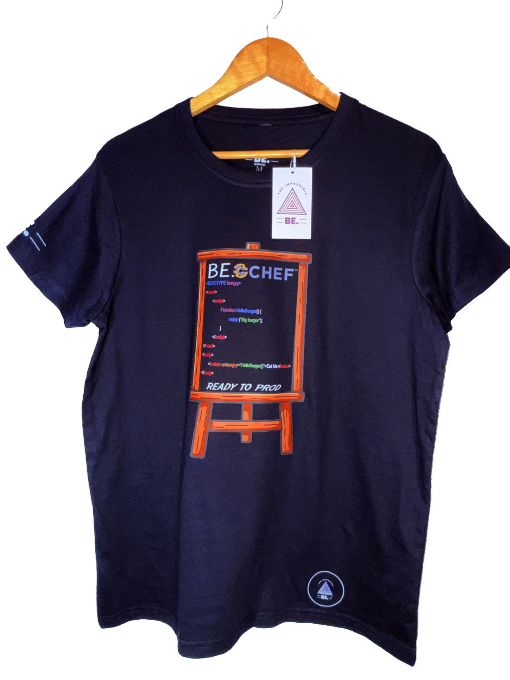Camiseta BE. CHEF – Ready to Prod Edition 🍔👨‍🍳💻