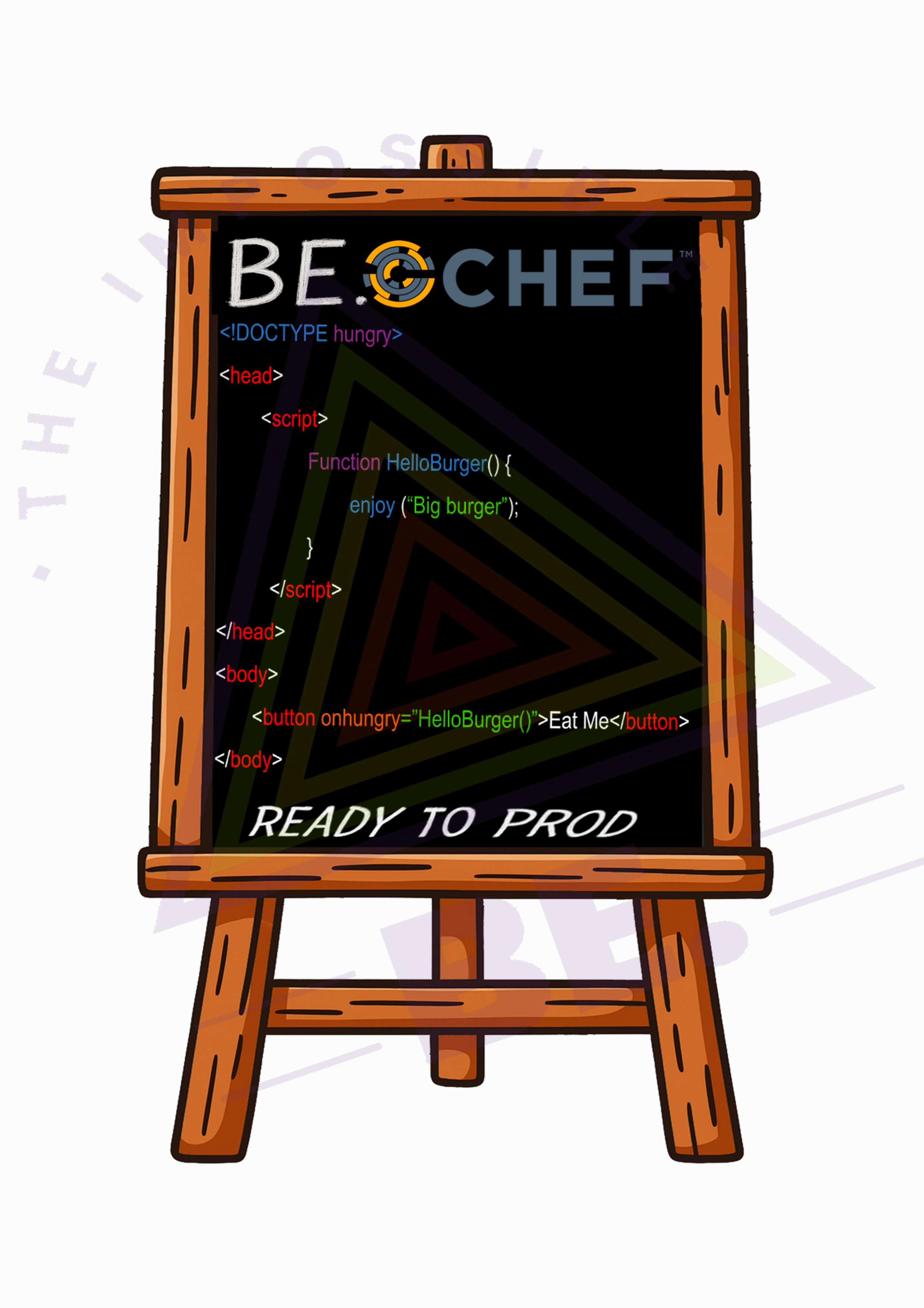 Camiseta BE. CHEF – Ready to Prod Edition 🍔👨‍🍳💻