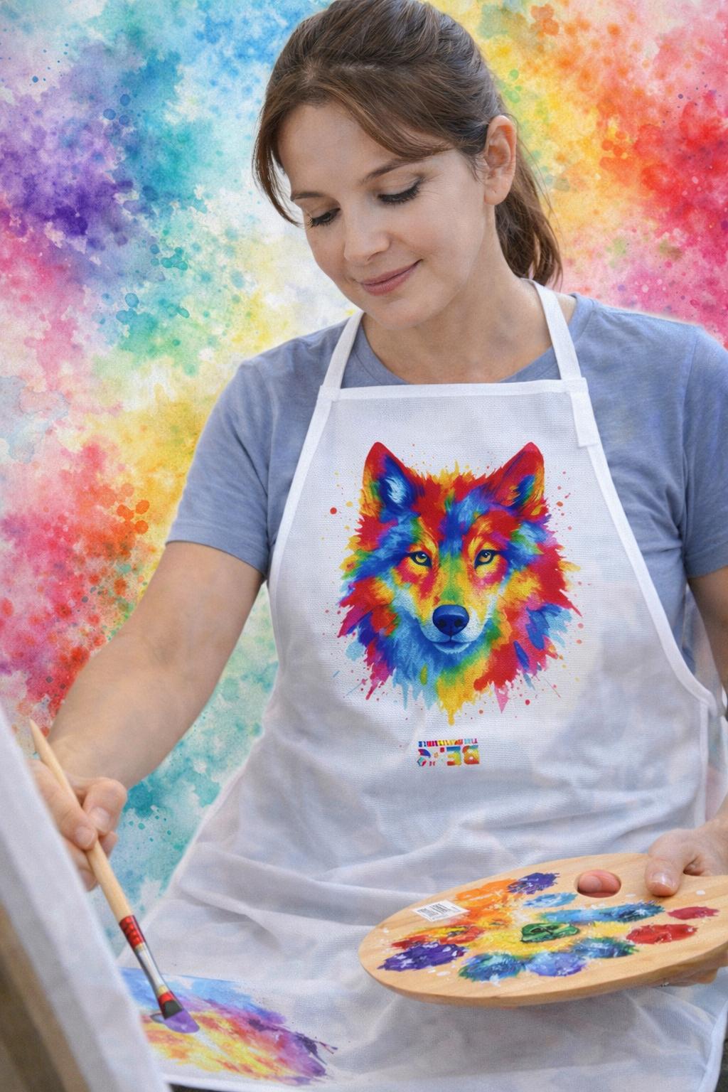 Delantal BE.  🎨🐺lobo en acuarela